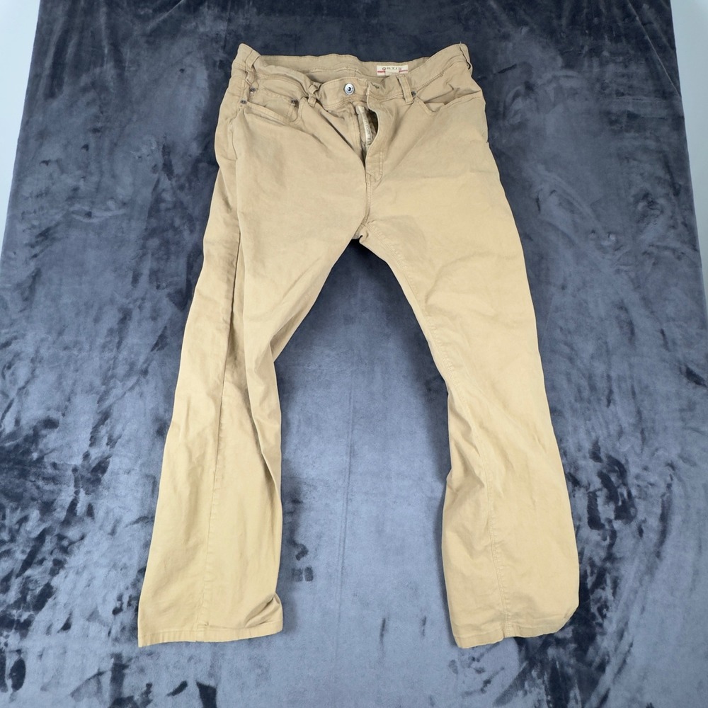 Orvis Five Pocket Pants Mens 36x32 Tan Khaki Cotton Blend Stretch Straight Leg